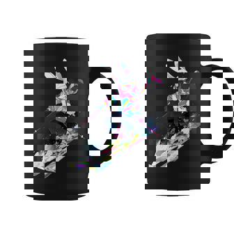Rabbit Rabbit Skiing Skier Ski Winter Snow Graphic Print Coffee Mug - Monsterry