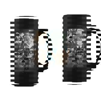 Raccoon 3 Racoons Howling At Moon Weird Meme Graphic Print Coffee Mug - Monsterry