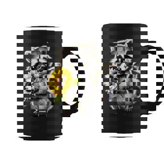 Raccoon Holding Sunflower Cute Flower Coffee Mug - Thegiftio