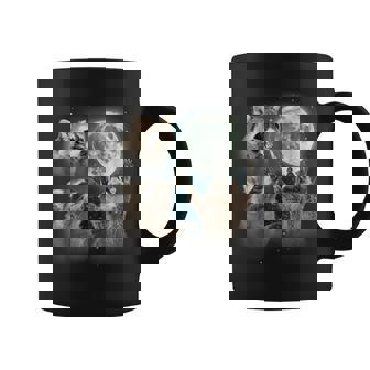 Raccoon Shirt 3 Racoons Howling At Moon Raccoon Graphic Print Coffee Mug - Monsterry