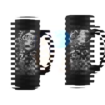 Raccoons Howling At The Moon Shirt Raccoon Graphic Print Coffee Mug - Monsterry