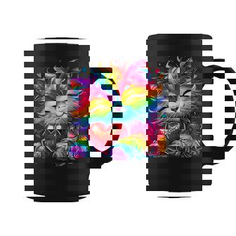 Rainbow Heart Cat Cute Valentine's Day For Kids Boys Girls Graphic Print Coffee Mug - Monsterry