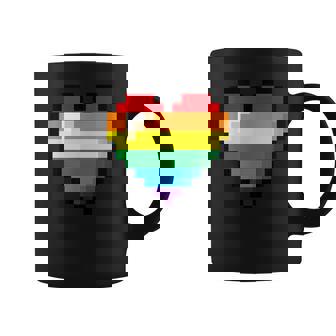 Rainbow Pixelated Heart Retro Valentines Day Gamer Graphic Print Coffee Mug - Monsterry