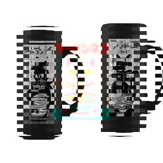 Ramen Cat Retro – Japanese Noodles Anime Kawaii Black Cat Coffee Mug - Thegiftio