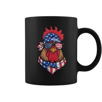 Red Blue Chicken Farm Animal Patriotic 4th Of July Graphic Print Coffee Mug - Monsterry