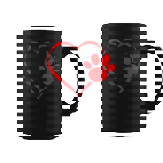 Red Heart Dog & Cat Paw Print Hearts Valentines Day Graphic Print Coffee Mug - Monsterry