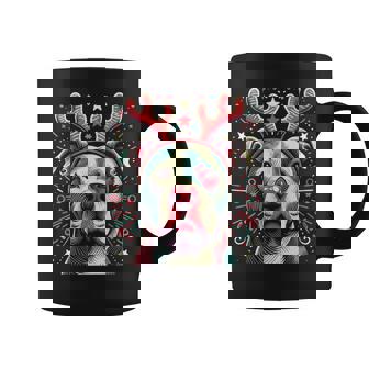 Red Nose Reindeer Pit Bull Christmas Vintage Artistic Graphic Print Coffee Mug - Monsterry