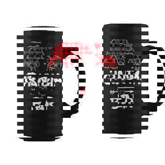 Red Plaid Grandma Bear Xmas Family Christmas Pajamas Graphic Print Coffee Mug - Monsterry