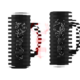 Reindeer Deer Christmas Buffalo Plaid Holiday Graphic Print Coffee Mug - Monsterry