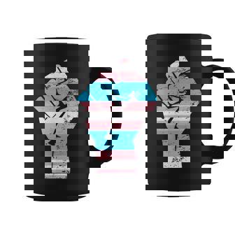 Resist Fist Transgender Flag Trans Pride Graphic Print Coffee Mug - Monsterry