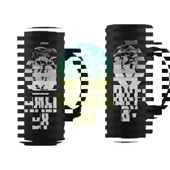 Retro Hanalei Bay Sunset Palm Tree Graphic Print Coffee Mug - Monsterry