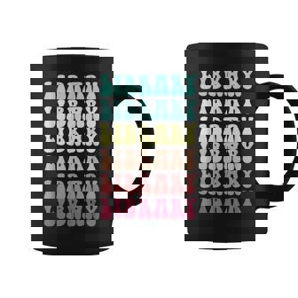 Retro LIBRARY Teacher Librarian Vibes Reading Books I Teach Graphic Print Coffee Mug - Monsterry