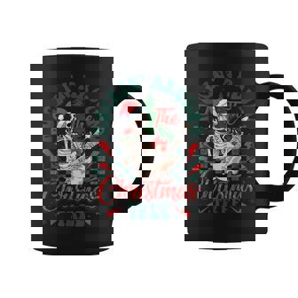 Retro Rockin Around The Christmas Tree Skeleton Plays Guitar Graphic Print Coffee Mug - Monsterry