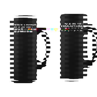 Retro You Are Safe With Me Rainbow Bi Transgender LGBT Pride Tank Top Graphic Print Coffee Mug - Monsterry