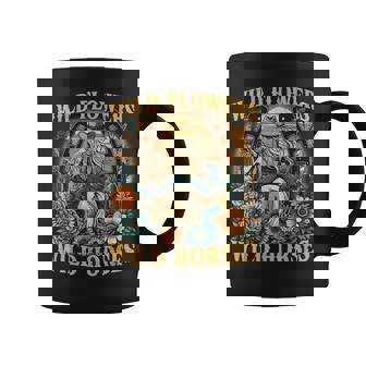 Retro Southern Sunset Cowgirl Wild Flowers Wild Horses Coffee Mug - Seseable
