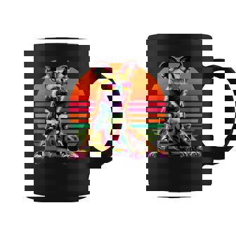 Retro Sunset Sunglasses African Wild Dog Painted Dog Graphic Print Coffee Mug - Monsterry