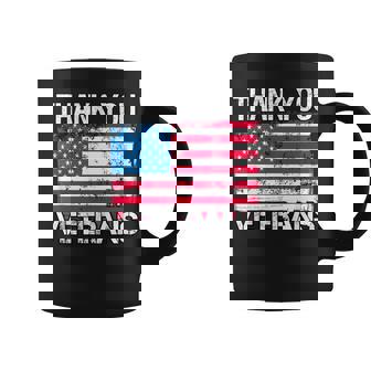 Retro US Flag Military Vet Appreciation Thank You Veterans Graphic Print Coffee Mug - Monsterry