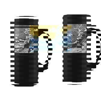Retro Vintage Surfing A Wave Newfoundland Dog Lover Graphic Print Coffee Mug - Monsterry
