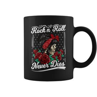 Rock N Roll Never Dies Rockabilly Girl Skull Tattoo Pin-Up Tassen - Geschenkecke