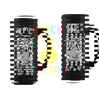 Rock The Test Teacher Test Day Testing Day Smile Face Women Coffee Mug - Seseable
