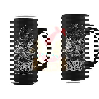 Rockabilly Girl Skull Pin-Up Estilista Peluquero Cuello Taza de café - Regaloses