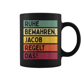 Ruhe Bewahren Jacob Regelt Das Spruch In Retro Colours Tassen - Geschenkecke