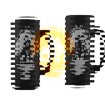 I Run On Coffee And Horror Movies Scary House Quote Graphic Print Coffee Mug - Monsterry