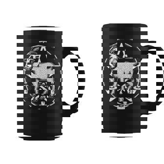 Sacred Gothic Goat With Candles Dark Ritual Goat Pentagram Graphic Print Coffee Mug - Monsterry