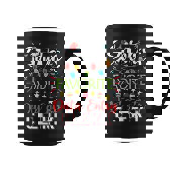 Santa's Favorite Data Entry Clerk Light Santa Hat Christmas Graphic Print Coffee Mug - Monsterry