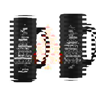 Scottish Highland Cow Christmas Tree Lights Xmas Pajamas Graphic Print Coffee Mug - Monsterry