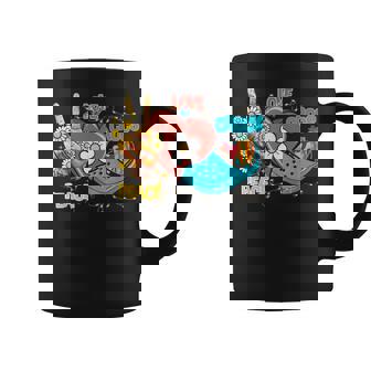 Skeleton Hand Peace Love-Crocs Family Xmas Pyjama Halloween Graphic Print Coffee Mug - Monsterry
