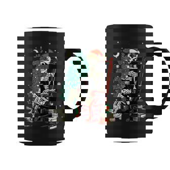 Skeleton Santa Christmas Tree Reading Book Book Worm Graphic Print Coffee Mug - Monsterry