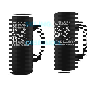 Skiing Is My Obsession Cool Snow Lover Design Graphic Print Coffee Mug - Monsterry