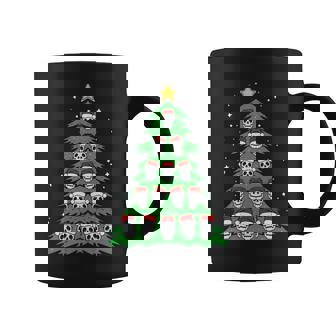 Skull Christmas Tree Pajama Cool Skeleton Santa Hat X-Mas Graphic Print Coffee Mug - Monsterry
