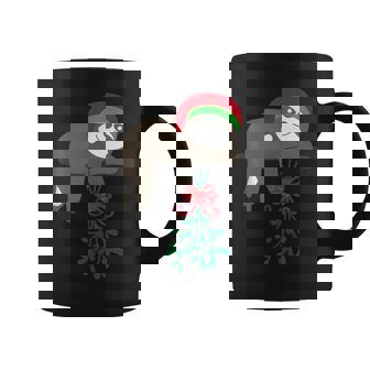 Sloth Mistletoe Kiss Hang Out Christmas Holiday Animal Party Tank Top Graphic Print Coffee Mug - Monsterry