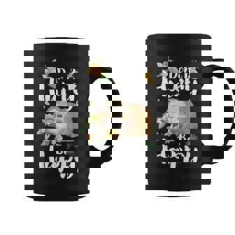 Smiling Lazy Sloth Do Not Hurry Be Happy Quote Floral Saying Graphic Print Coffee Mug - Monsterry