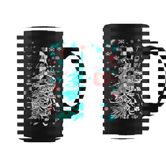 Sorta Merry Sorta Scary Christmas Skeleton Tree Santa Graphic Print Coffee Mug - Monsterry