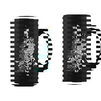 Sorta Scary Merry Sorta Christmas Skeleton Tree Santa Half Graphic Print Coffee Mug - Monsterry