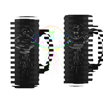 Space Alien Ufo Neon Lights Rave Alien Lovers Mm Taza de café - Regaloses