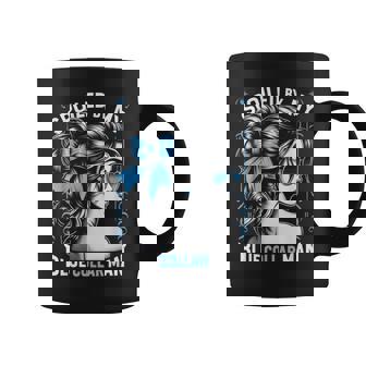 Spoiled By My Blue Collar Man Messy Bun Graphic Print Coffee Mug - Monsterry