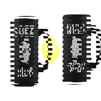 Squeeze The Day Lemon Pun Jokes Sarcastic Sayings Graphic Print Coffee Mug - Monsterry