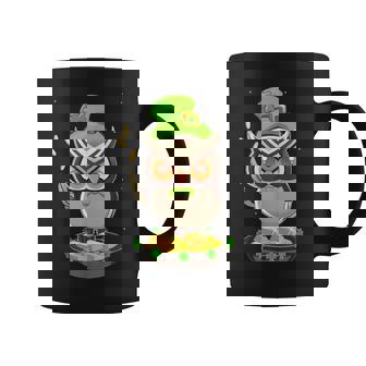 St Patricks Day Lucky Owl Leprechaun Green Shamrock Irish Graphic Print Coffee Mug - Monsterry