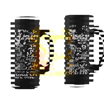Stepping Into My 65th Birthday Afro Woman Religious Birthday Graphic Print Coffee Mug - Monsterry