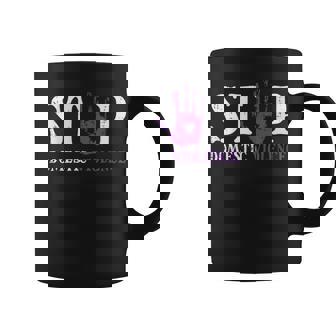Stop Domestic Violence Hand Awareness Support Men Women Kids Graphic Print Coffee Mug - Monsterry