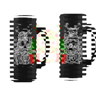 Sugar Skull Christmas Tree Cool Mexican Skeleton X-Mas Graphic Print Coffee Mug - Monsterry