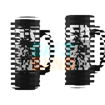 Sun Salt Sand Summer Retro Colourful Happy Holiday Palm Trees Graphic Print Coffee Mug - Monsterry