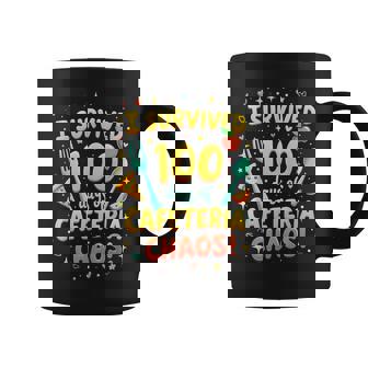 I Survived 100 Days Of School Cafeteria Chaos Lunch Lady Coffee Mug | Seseable CA