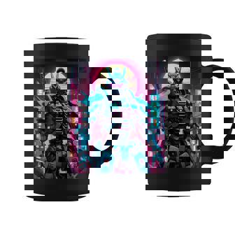 Synthwave Graphic 80s Japanese Vaporwave Mech Robot Samurai Graphic Print Coffee Mug - Monsterry
