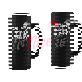 Team Nice Naughty Christmas Sarcastic Couple Matching Graphic Print Coffee Mug - Monsterry