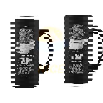 Team Nice Santa Leopard Hat Pajamas Family Xmas Men Women Graphic Print Coffee Mug - Monsterry